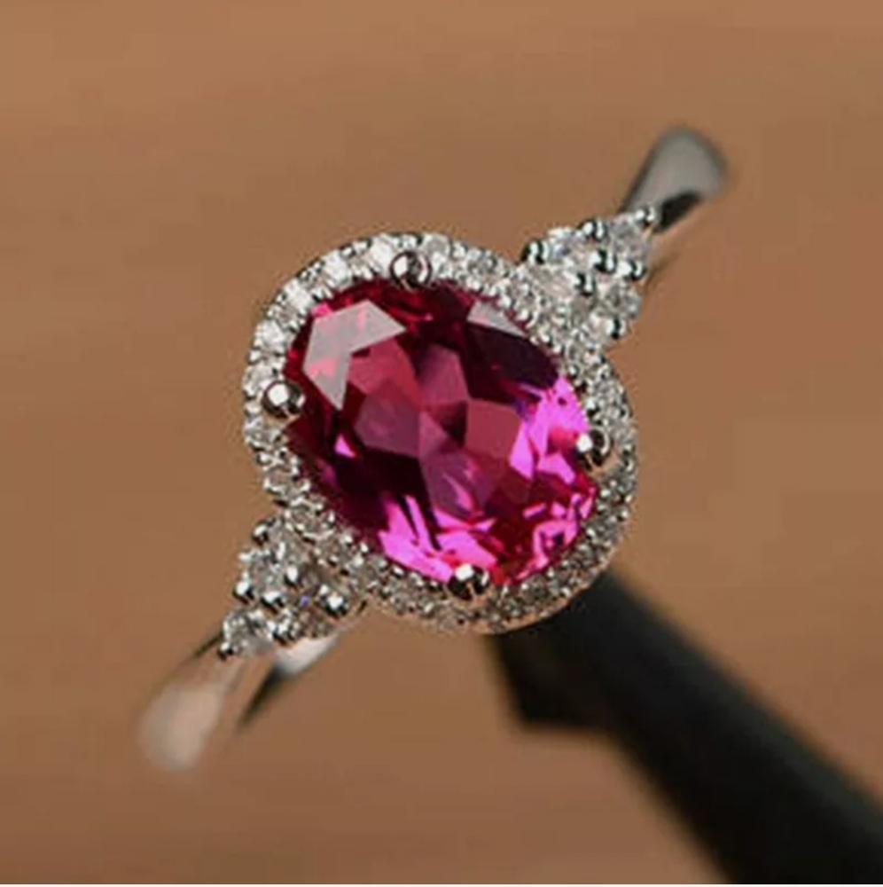 New Beautiful Oval Cut Ruby Wedding Ring